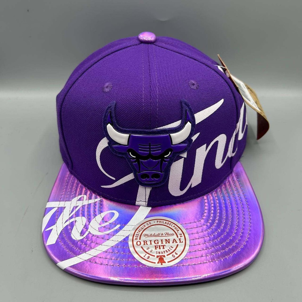 Chicago Bulls NBA Hat Men Purple The Finals Mitchell & Ness Snap Back Cap New